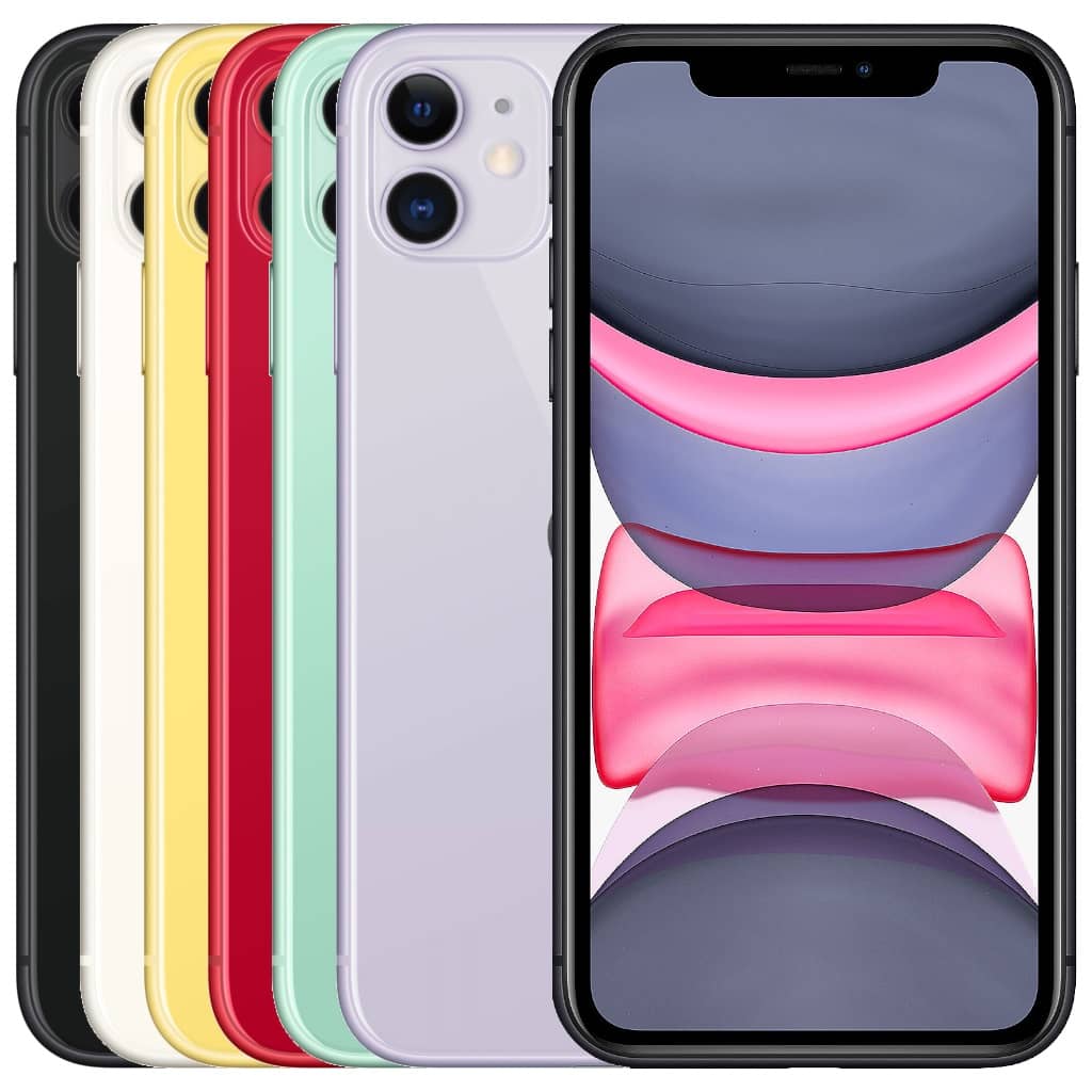 SmartPhone Apple iPhone11 (A2111, A2221, A2223), 128Go Noir, Blanc, Jaune, Rouge, Vert ou Violet (Grade AB) Reconditionné