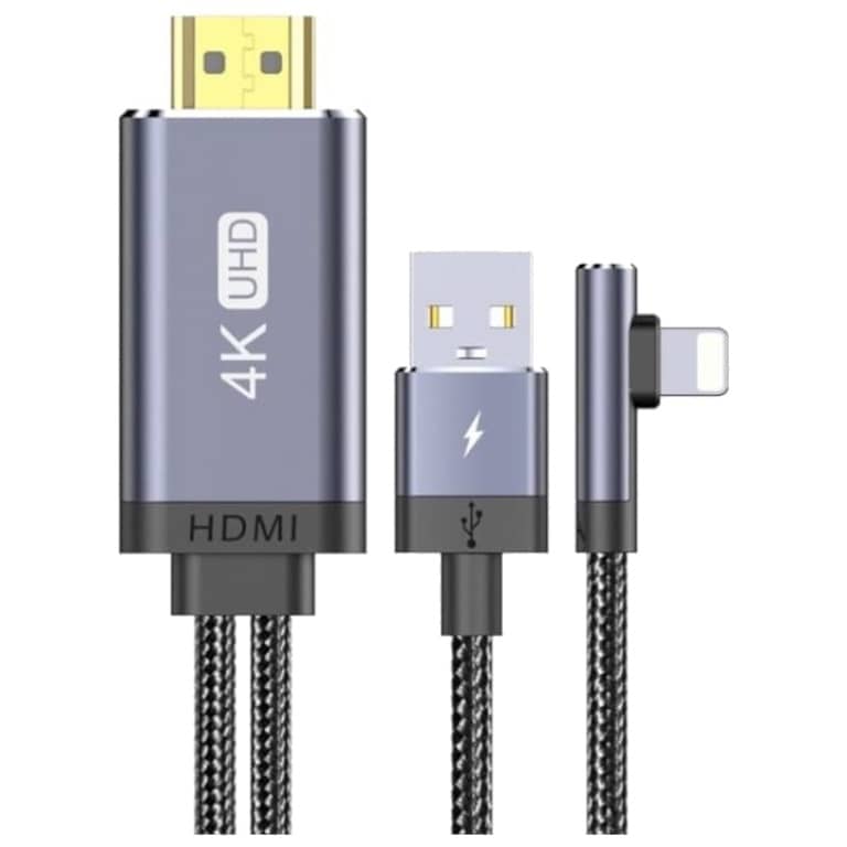Cable Adaptateur MM Lightning vers 1x HDMII,  2.0m Noir (Totu BL-006)