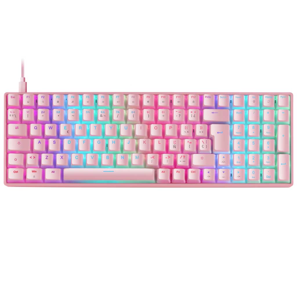 Clavier Filaire USB 2TypeC Mars Gaming MKULTRA, Rose/LED _ MKULTRAPBRFR
