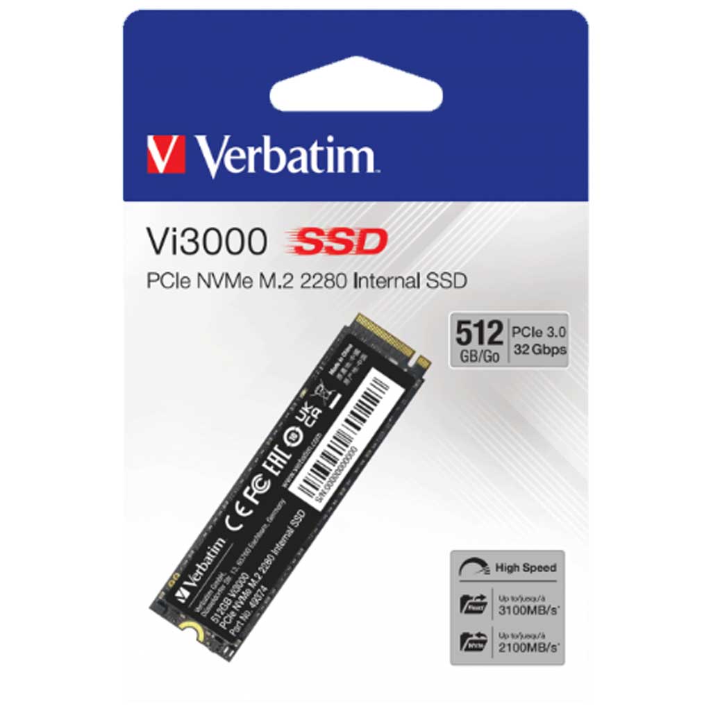 Disque SSD Verbatim Vi3000 512Go - NVMe M.2 (49374)