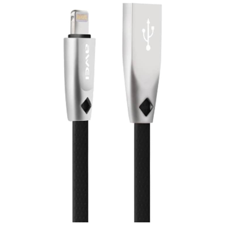Cable Adaptateur MM USB 2.0 vers 1x Lightning,  1.0m Noir (Awei CL-95BK)