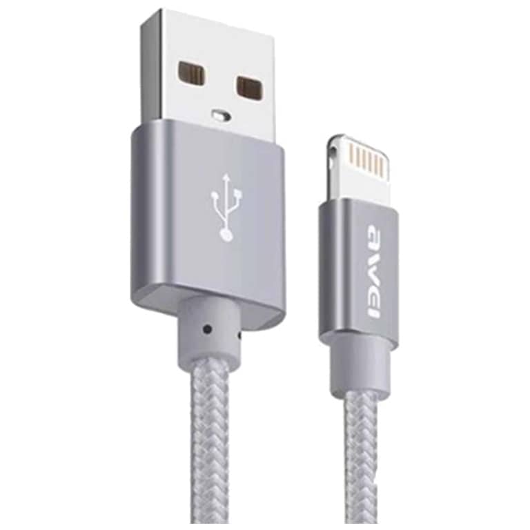 Cable Adaptateur MM USB 2.0 vers 1x Lightning,  0.3m Gris (Awei CL-988GR)