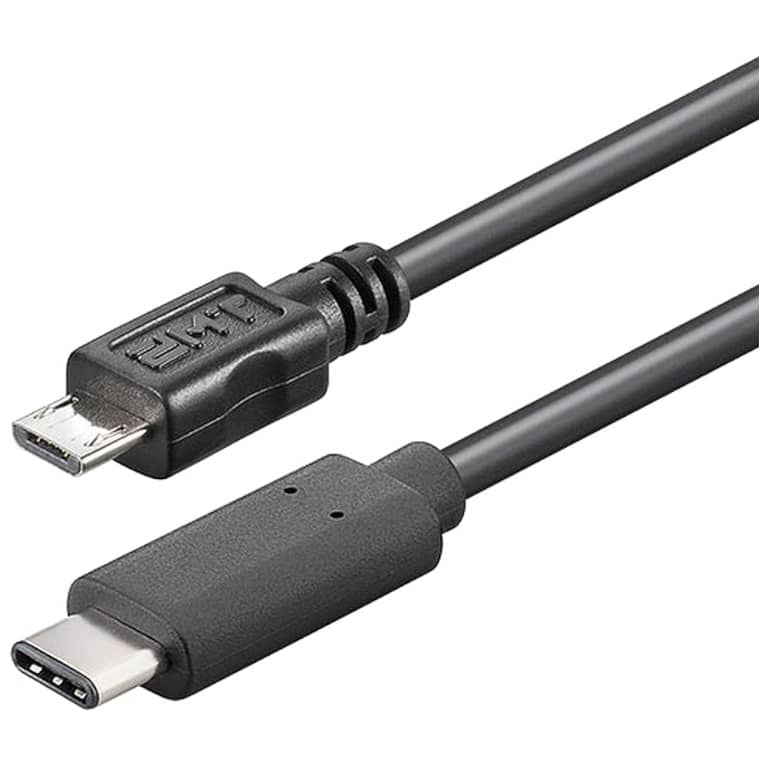 Cable Adaptateur MM USB 2TypeC vers 1x Micro USB,  1.8m Noir (MM-USC.MUS-0018BK)