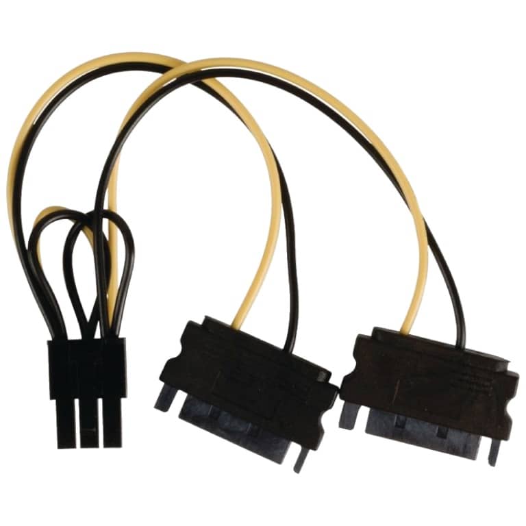 Cable Adaptateur FM 2x SATA vers 1x PCIe (6pins),  0.1m (FM-STA.PCE-0001xx)