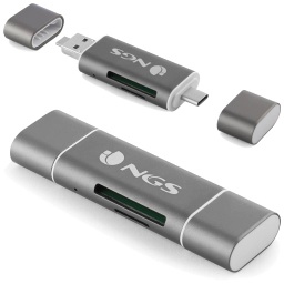 [P_HLNGS-608403] Lecteur de cartes externe Micro USB, USB TypeC NGS, Gris (NGS-HUB-0042)