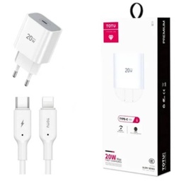 [A_STTOT-363362] Chargeur secteur pour Smartphone et Tablette, 4.0A Blanc 1x USB 3TypeC 20W (Totu CACQ-010 Lightning)