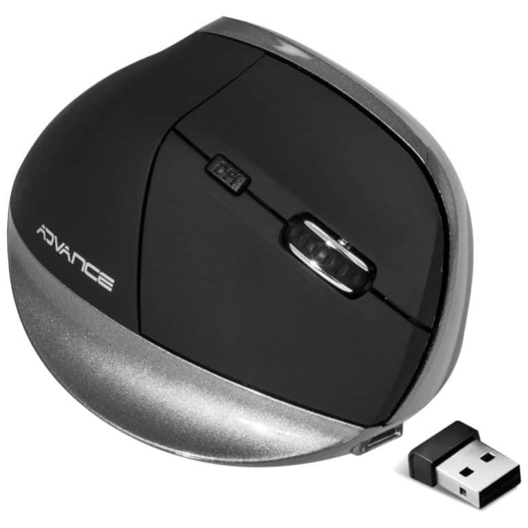 Souris Verticale Sans fil RF Advance Vertical Plus, Noir/Gris _ S-V185RF