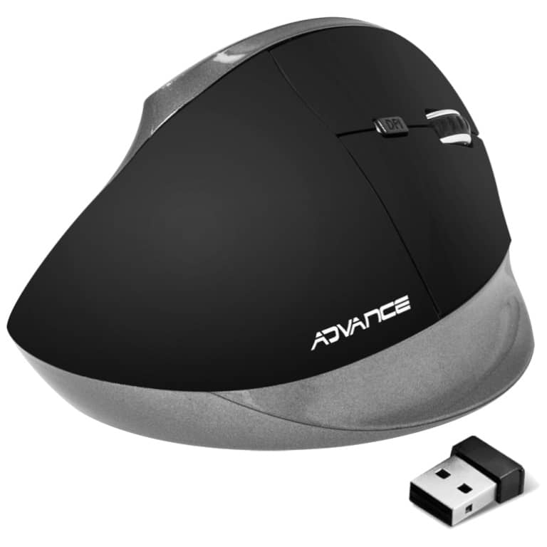 Souris Verticale Sans fil RF Advance Vertical Plus, Noir/Gris _ S-V185RF