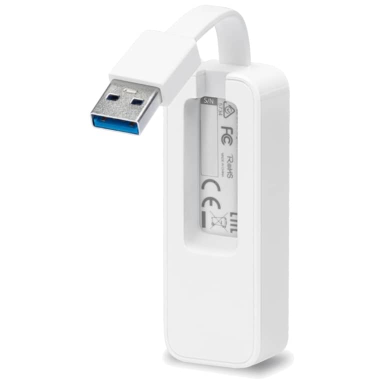 Cable Adaptateur USB 3.0 vers 1x RJ45 MF, 0.10 m Blanc _ TP-Link UE300UN v3