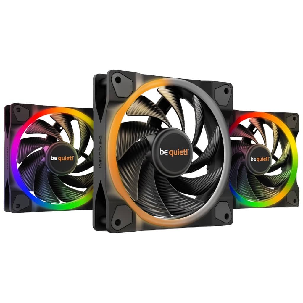 Kit 3x Ventilateurs pour Boitier 120mm Be Quiet Light Wings PWM, Noir ARGB _ BL077