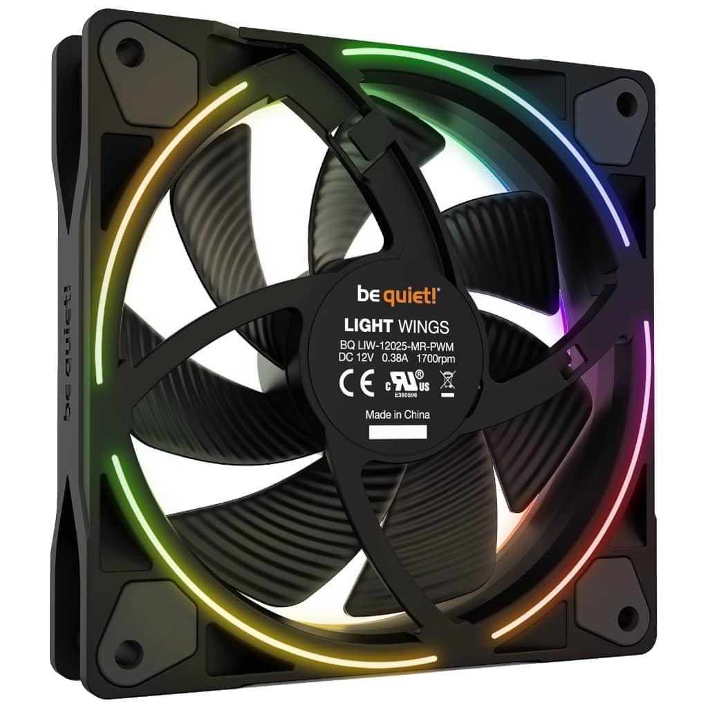 Kit 3x Ventilateurs pour Boitier 120mm Be Quiet Light Wings PWM, Noir ARGB _ BL077