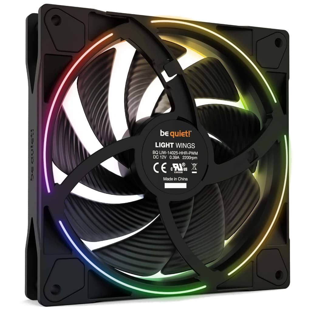 Kit 3x Ventilateurs pour Boitier 140mm Be Quiet Light Wings PWM, Noir ARGB _ BL079