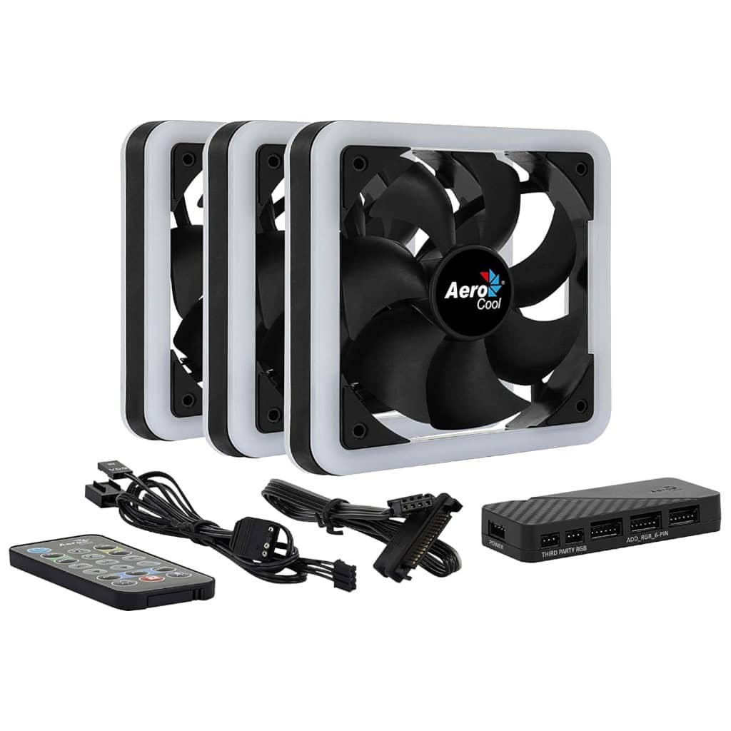 Kit 3x Ventilateurs pour Boitier 140mm Aerocool Edge 14Pro, Noir/RGB _ EDGE14PRO