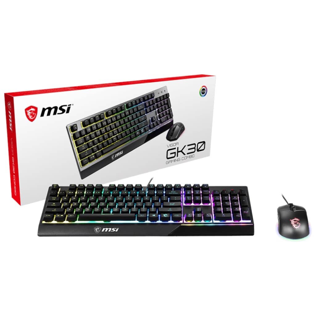 Pack Clavier/Souris Filaire USB 2.0 MSI VIGOR GK30 COMBO, Noir/LED _ S11-04FR601-CLA
