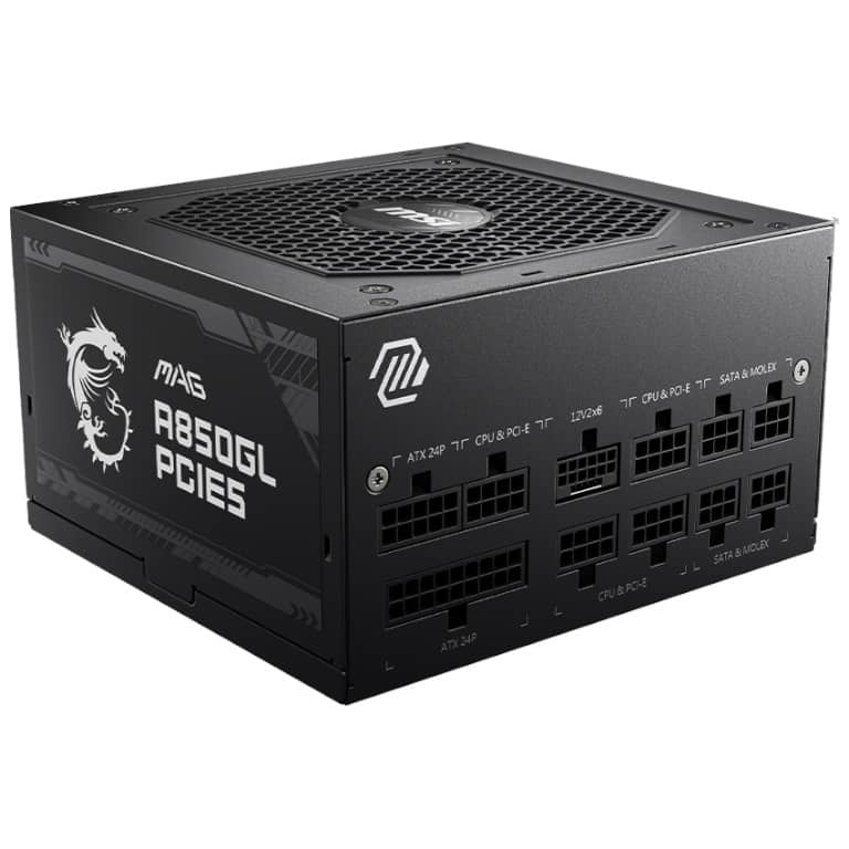 Alimentation ATX3.0 MSI MAG A850GL PCIE5, 850W Modulaire 80PLUS Gold _ 306-7ZP8A11-CE0