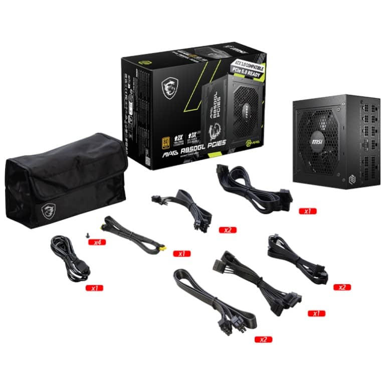 Alimentation ATX3.0 MSI MAG A850GL PCIE5, 850W Modulaire 80PLUS Gold _ 306-7ZP8A11-CE0