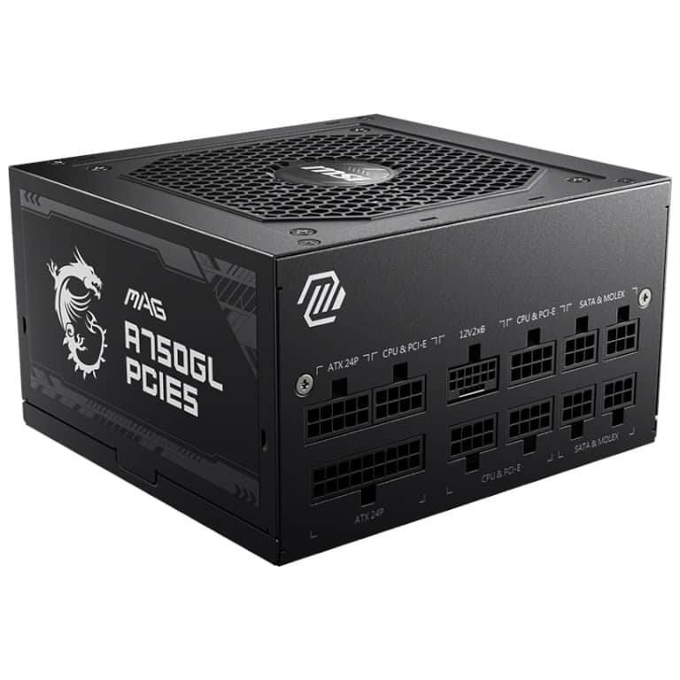 Alimentation ATX3.0 MSI MAG A750GL PCIE5, 750W Modulaire 80PLUS Gold _ 306-7ZP8B11-CE0