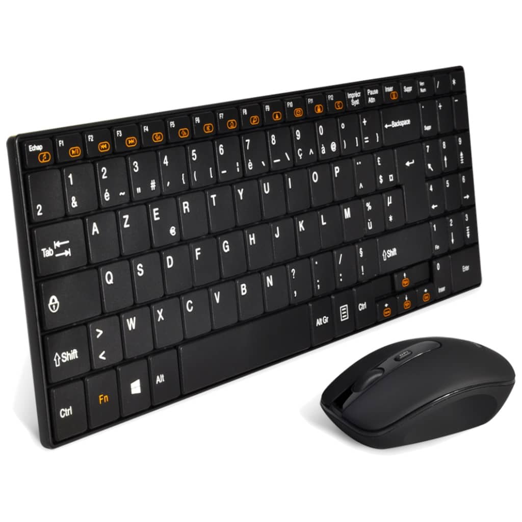 Pack Clavier/Souris Sans fil RF Advance Combo Multimédia, Noir _ CLS-SLIM-BK