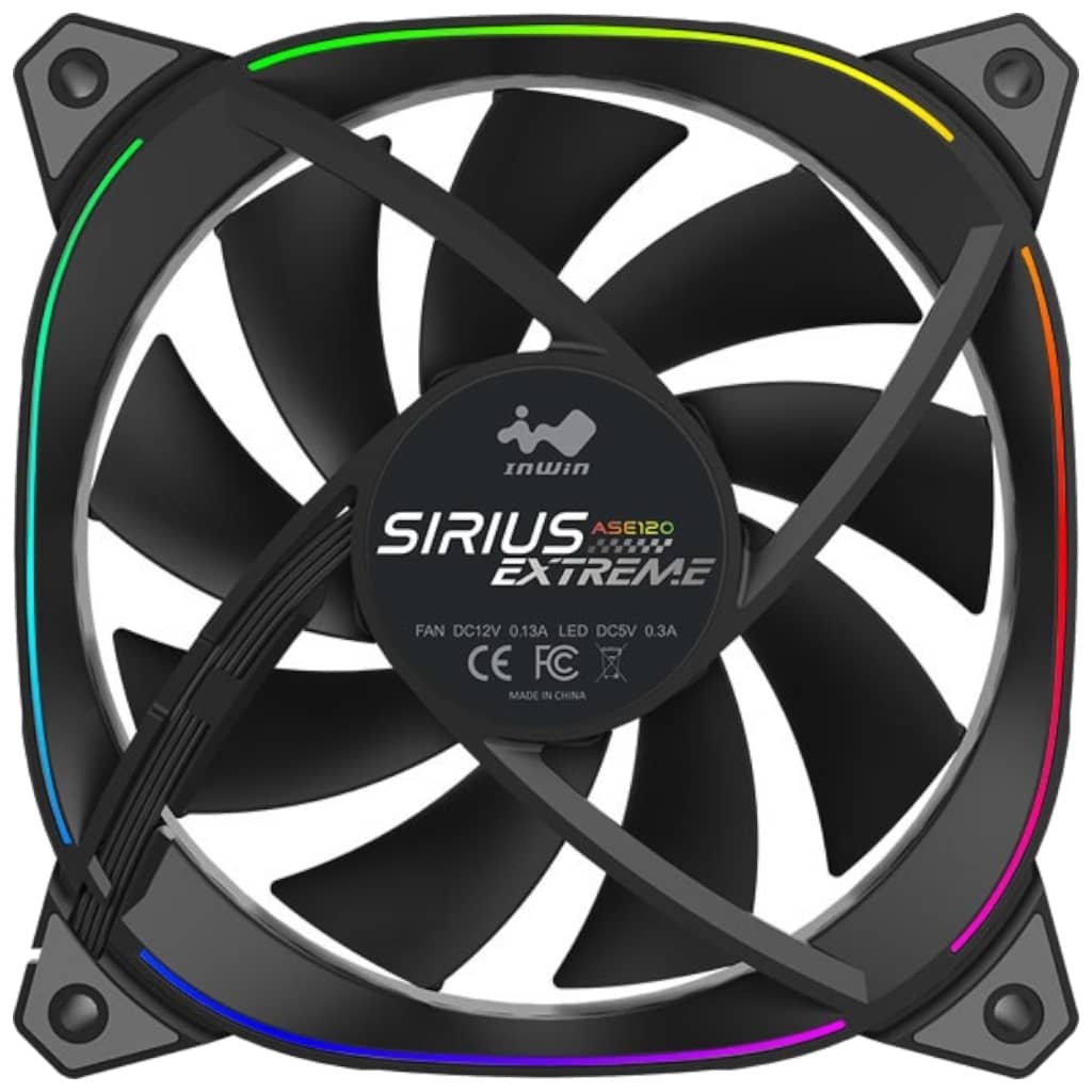 Kit 3x Ventilateurs pour Boitier 120mm In Win Sirius Extreme, Noir _ IW-FN-ASE120-3PK