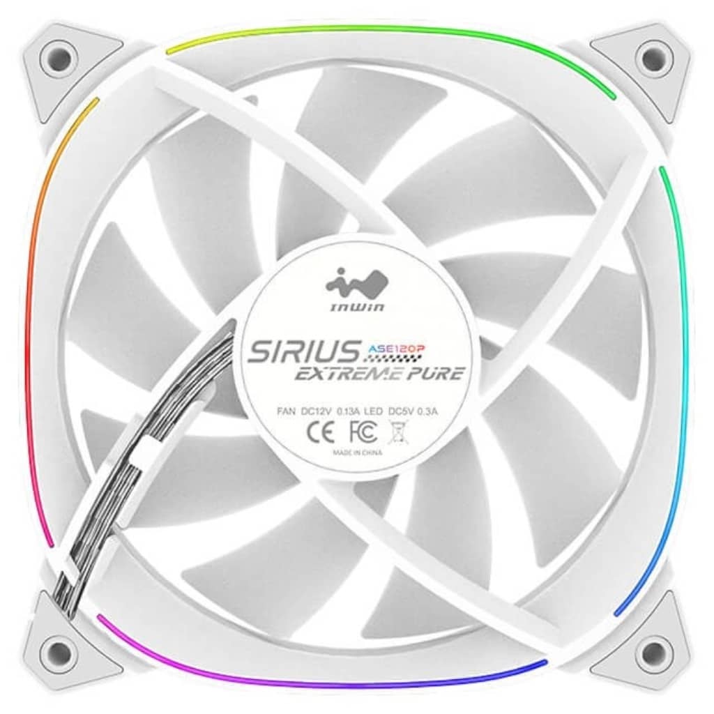 Kit 3x Ventilateurs pour Boitier 120mm In Win Sirius Extreme Pure, Blanc _ IW-FN-ASE120P-3PK