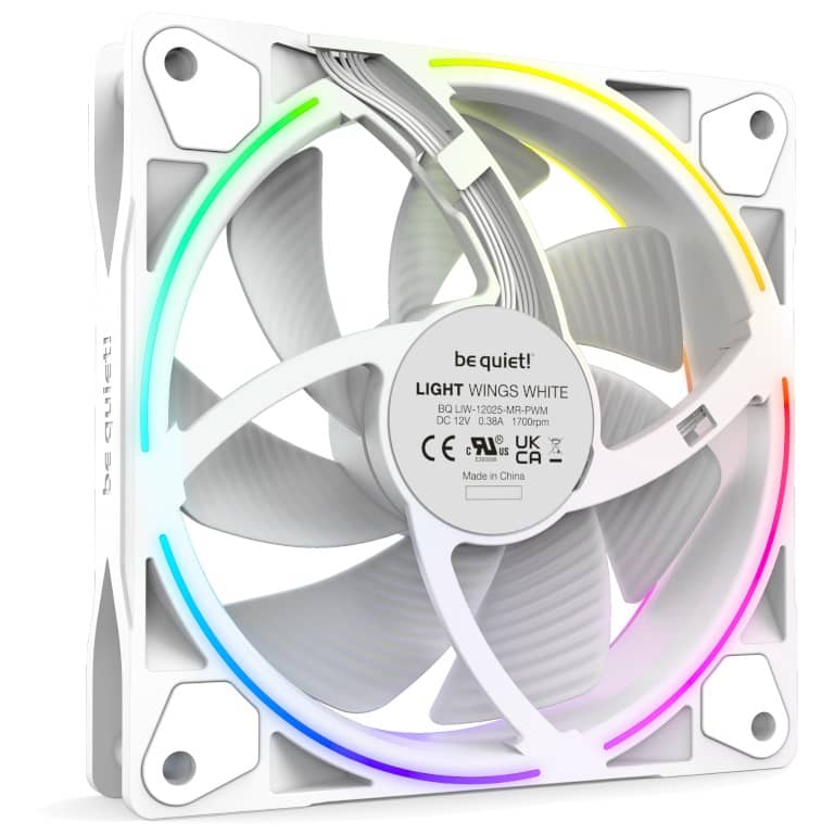 Kit 3x Ventilateurs pour Boitier 120mm Be Quiet Light Wings PWM, Blanc ARGB _ BL100