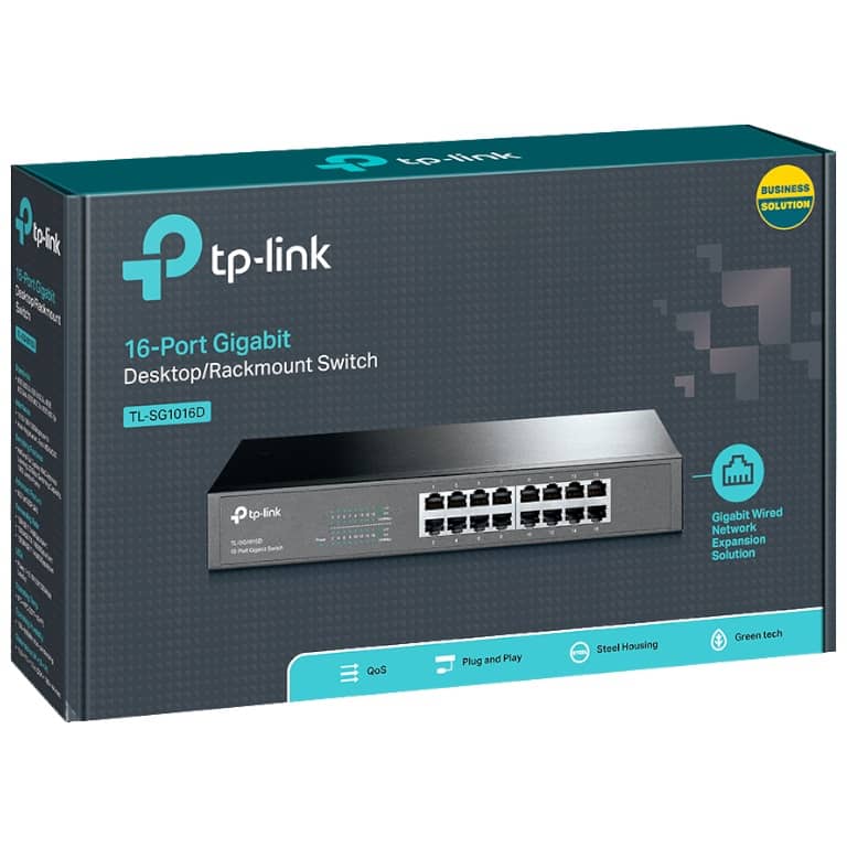 Switch réseau Ethernet 1000Mbps 16x Ports Rackable TP-Link TL-SG1016D