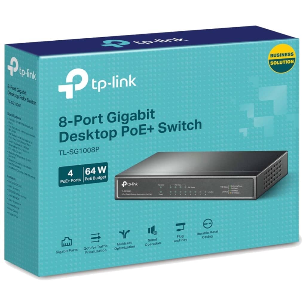 Switch réseau Ethernet 1000Mbps 8x Ports, 4x POE TP-Link _ TL-SG1008P