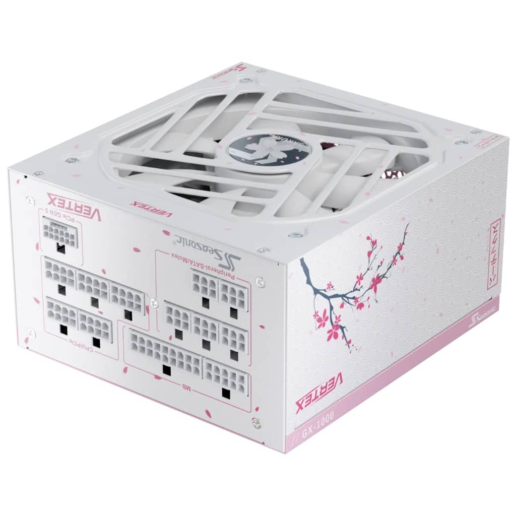 Alimentation ATX3.0 Seasonic VERTEX GX WHITE, 1000W Modulaire 80PLUS Gold, Sakura Edition _ 12102GXAFS