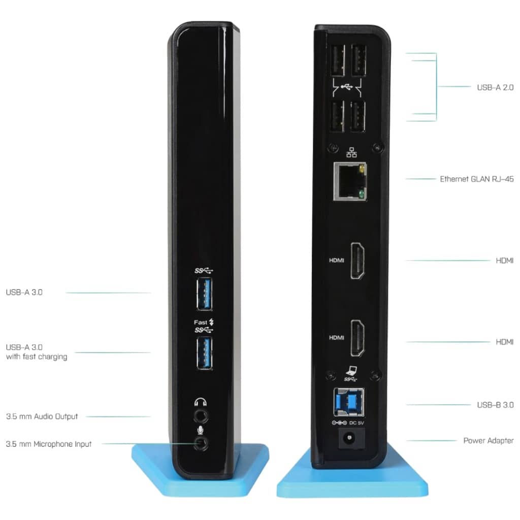 Hub/Station d’accueil USB 3.0/USB 3TypeC i-Tec Dual HDMI, Noir _ U3DUALHDMIDOCK