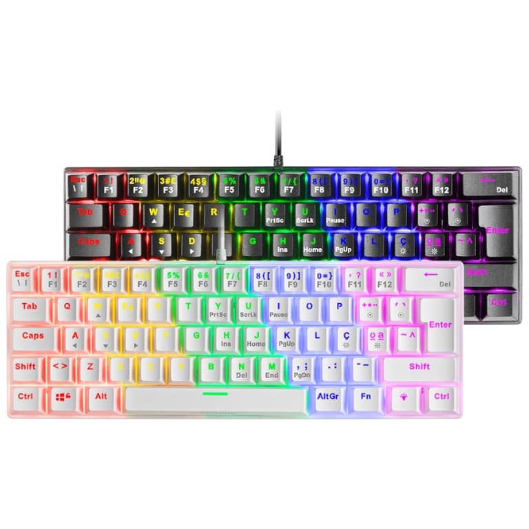 Clavier Filaire USB 2.0 Mars Gaming MK60 Brown, Blanc/LED _ MK60WBRFR