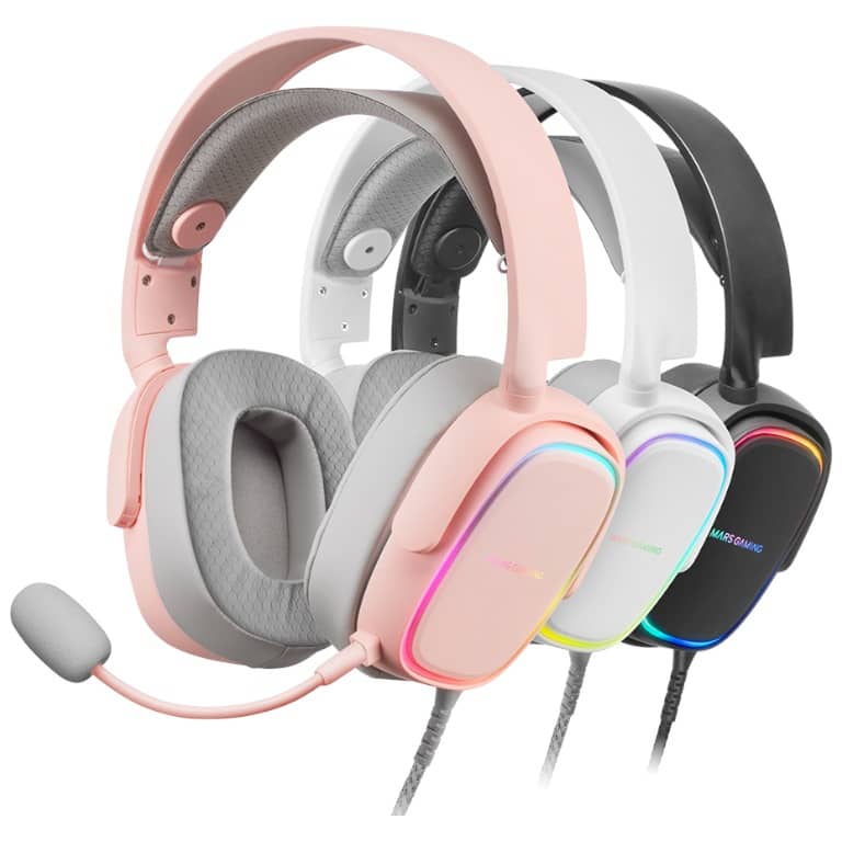 Casque-Micro Filaire USB 2.0 Mars Gaming MHAX, Blanc _ MHAXW