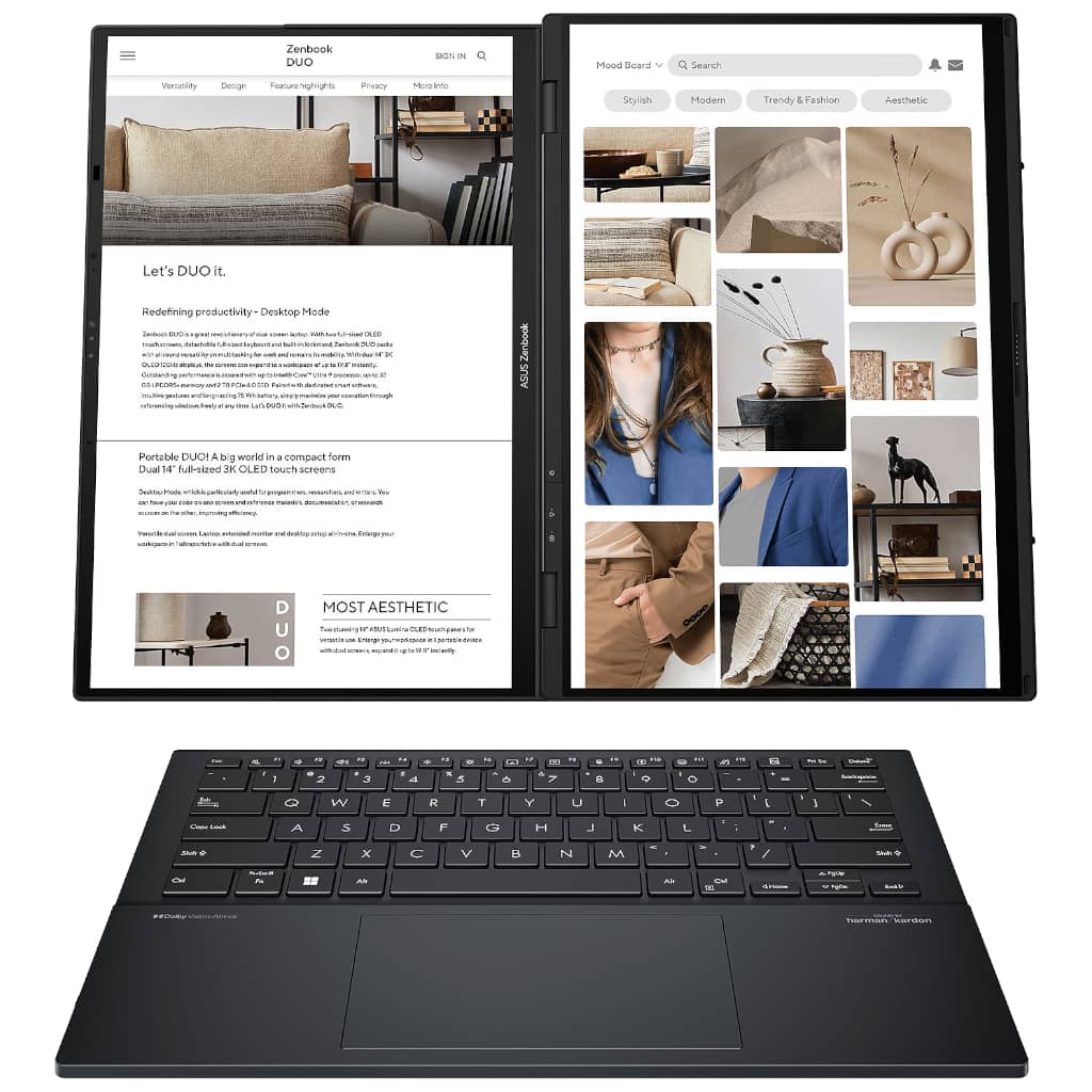 PC Portable 14.0" Asus ZenBook Pro Duo OLED UX8406CA-PZ172X, Gris _ 90NB14X1-M00860