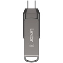 Clé USB 3.1/3TypeC Lexar JumpDrive Dual Drive D400, 64Go Gris _ LJDD400064G-BNQNG