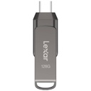 Clé USB 3.1/3TypeC Lexar JumpDrive Dual Drive D400, 128Go Gris _ LJDD400128G-BNQNG