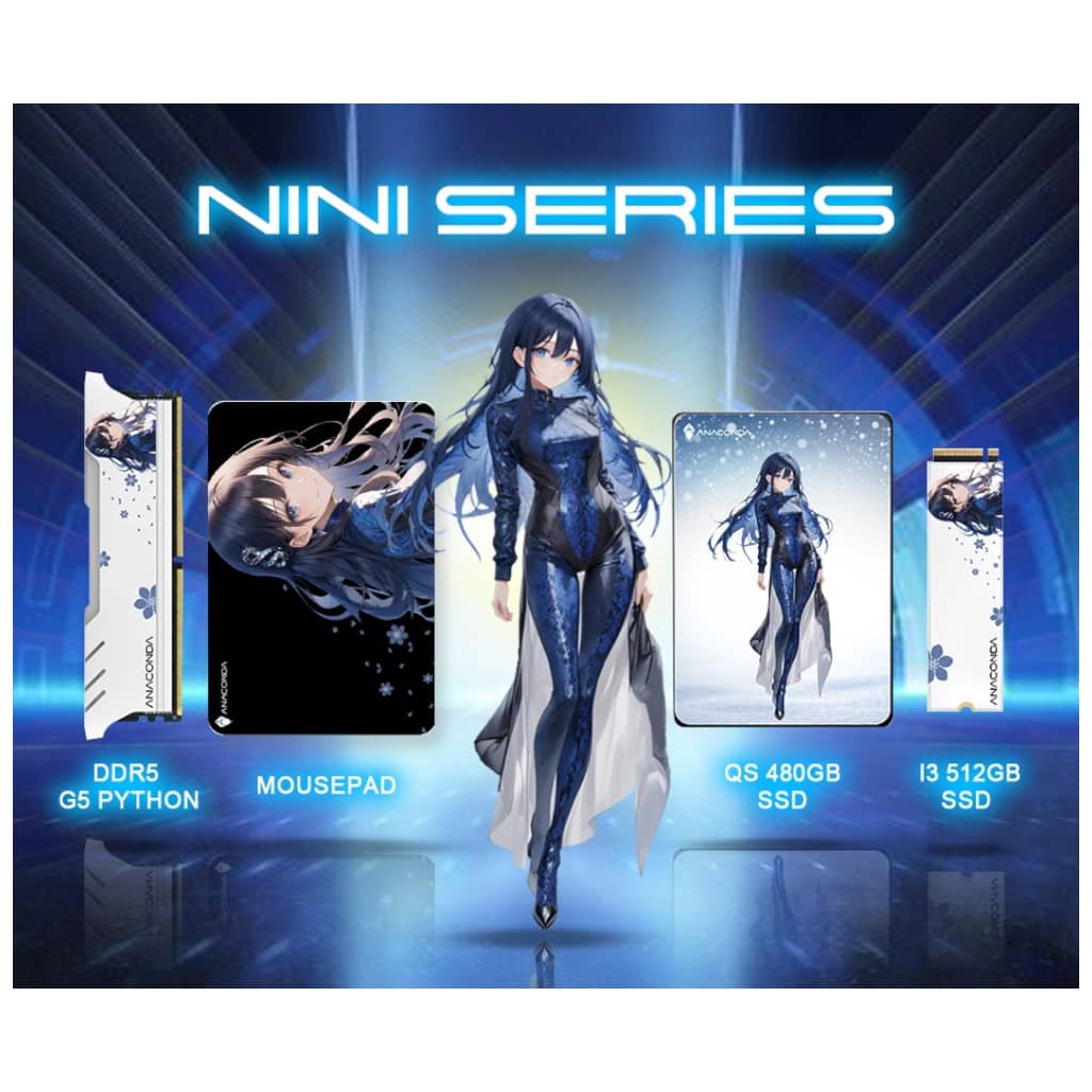Tapis de souris Anacomda E.M MousePad M, Noir/Bleu _ E.M MousePad Nini Limited