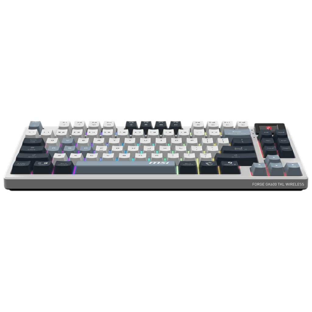 Clavier Sans fil Bluetooth/RF MSI FORGE GK600 TKL WIRELESS SKY, Gris/LED _ S11-43FRP01-HH9
