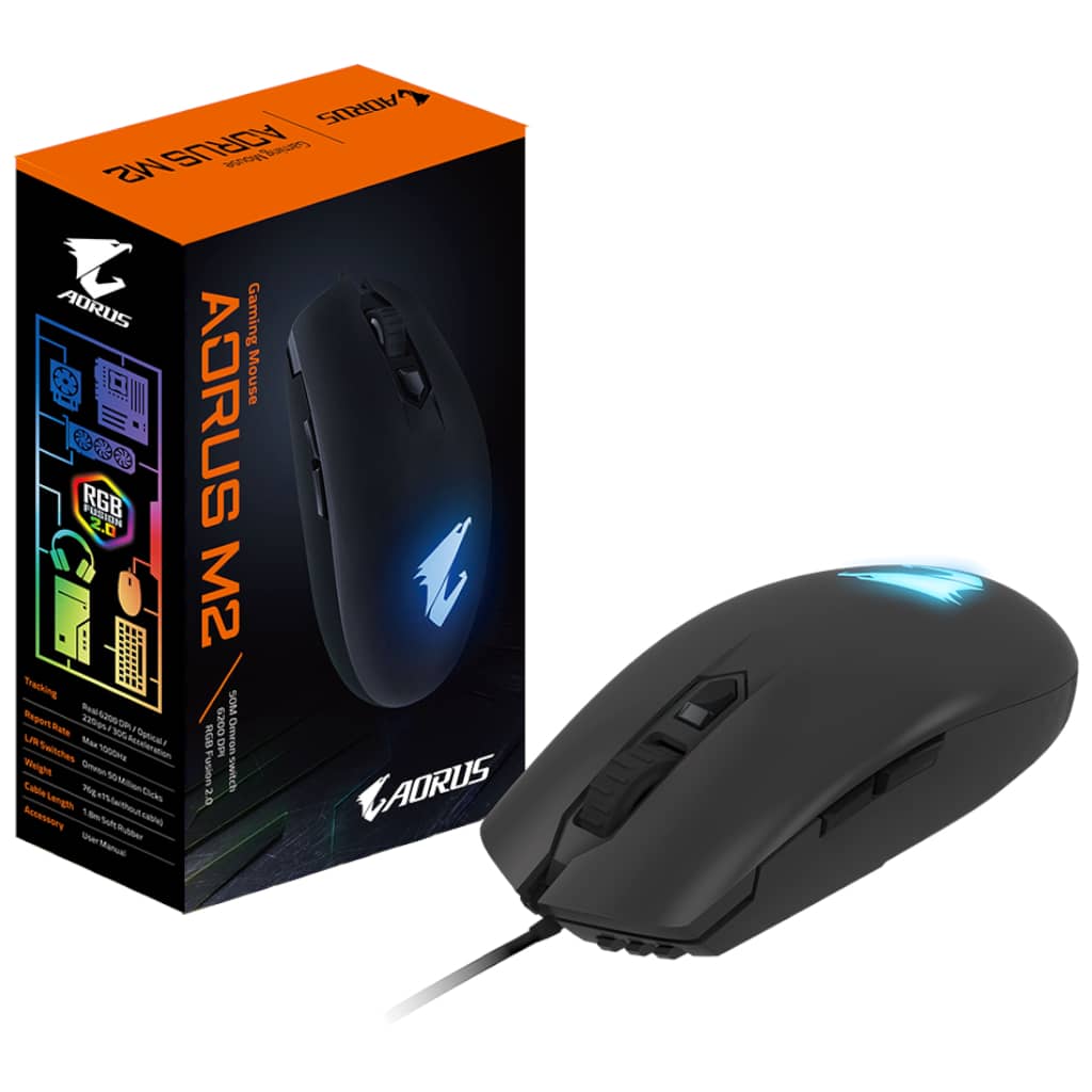 Souris Filaire USB 2.0 Gigabyte AORUS M2, Noir/LED _ GM-AORUS M2