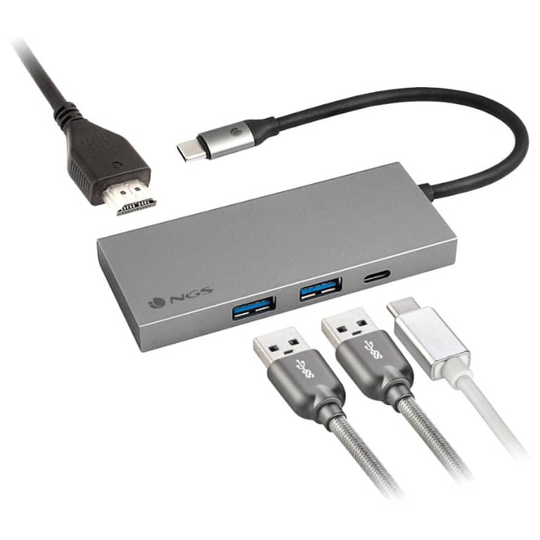 Hub USB 3TypeC NGS Wonder Dock4 Pro, HDMI/USB 3.0/USB 3TypeC, Gris _ NGS-HUB-0152