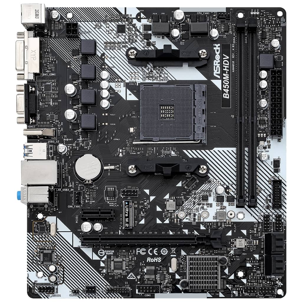 Carte mère AMD AM4 B450 Micro ATX ASRock B450M-HDV _ B450M-HDV R4.0