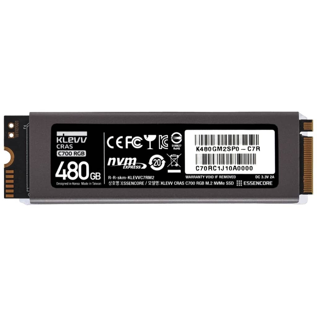 Disque SSD M.2 PCIe Klevv C700 RGB,  480Go (K480GM2SP0-C7R)