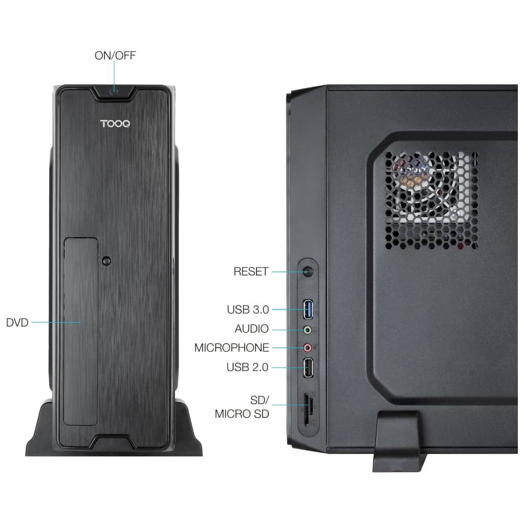 Boitier PC Micro ATX TooQ 3007, Noir _ TQC-3007U3C