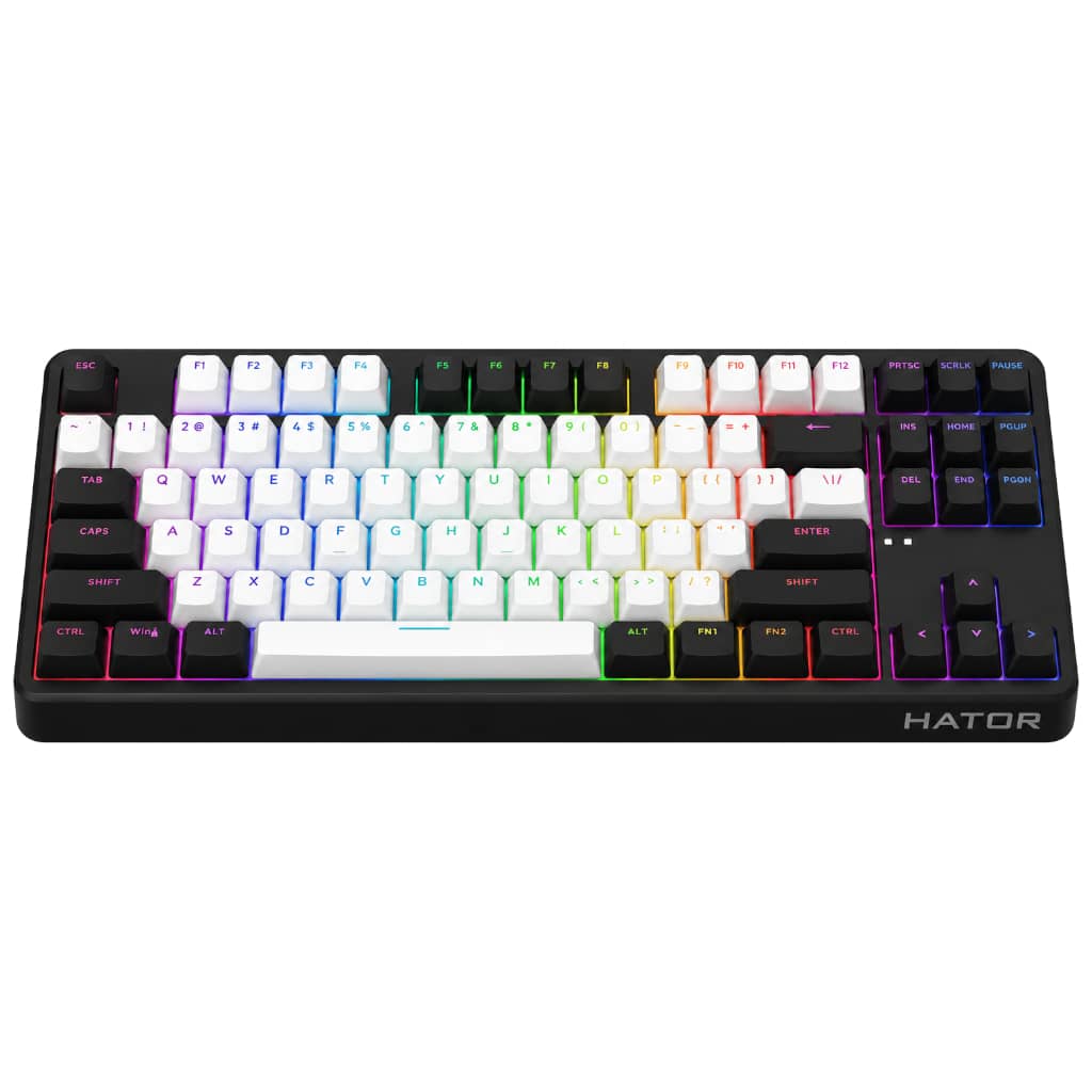 Clavier Sans fil Bluetooth/RF Hator Rockfall3 TKL Wireless, Noir/Blanc/LED _ HTK850FR