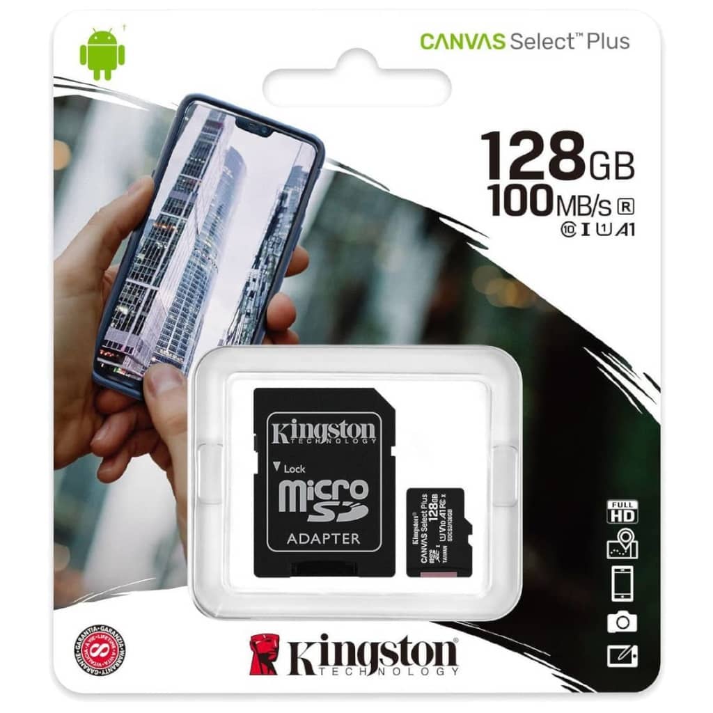 Carte mémoire Micro SD Kingston Canvas Select Plus, 128Go (SDCS2/128GB)