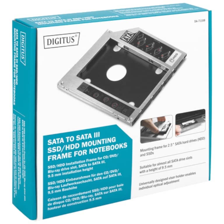 Berceau pour Tiroir 9.5mm Digitus, Disque HDD/SSD 2.5&quot; (DA-71108)