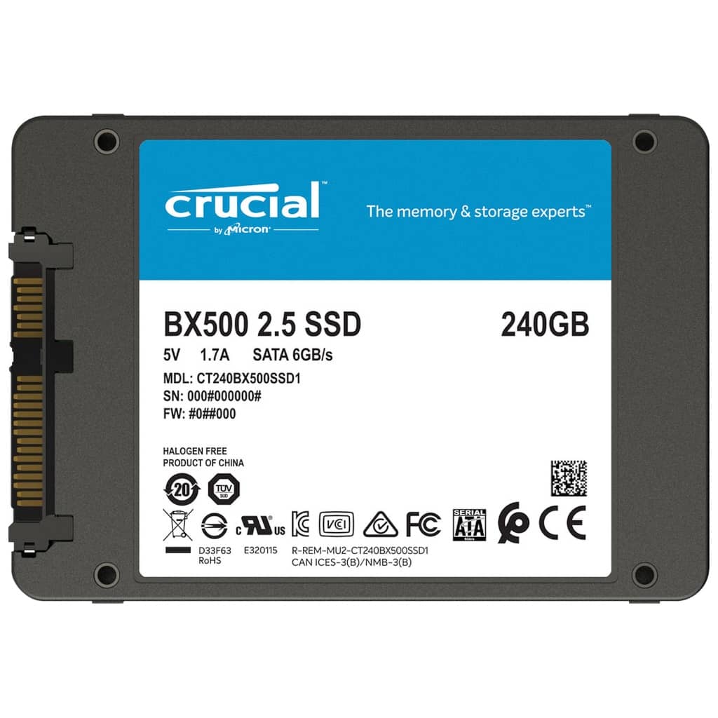 Disque SSD 2.5&quot; SATA Crucial BX500,  240Go (CT240BX500SSD1)