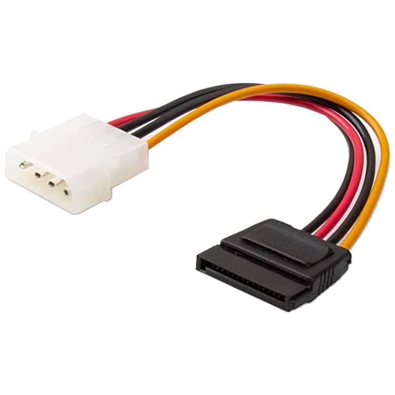 Cable Adaptateur MF Molex (4pins) vers 1x SATA (15pins),  0.10m (MF-MOL.STA-0001xx)