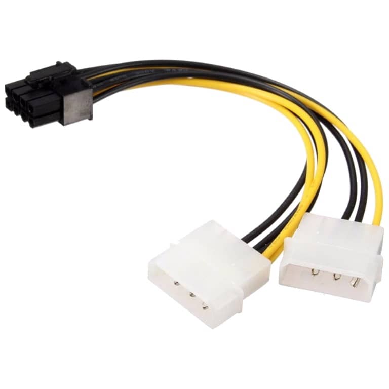 Cable Adaptateur MF 2x Molex (4pins) vers 1x PCIe (8pins), 0.10m (MF-MOL.PCE-0001xx)