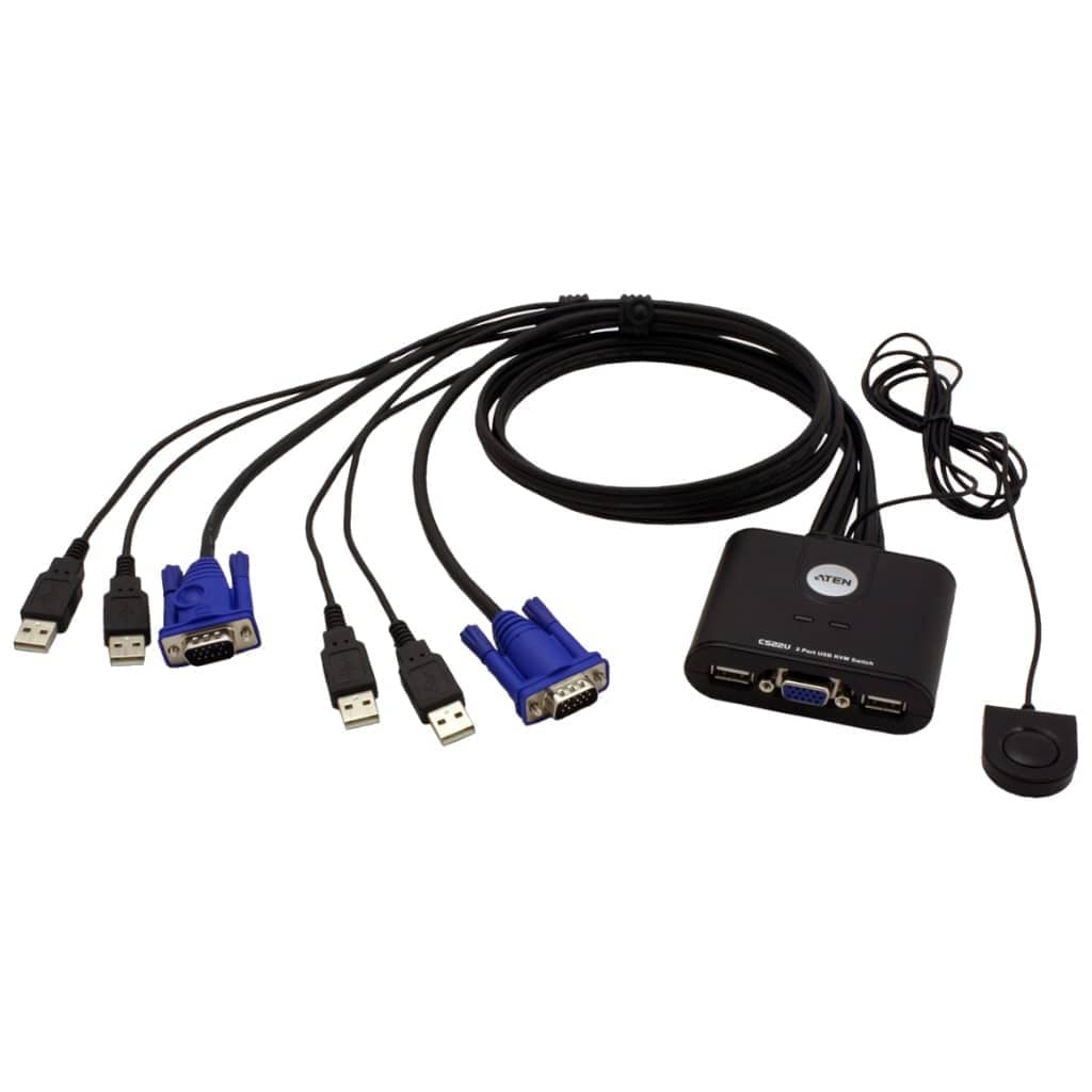 [C_SWKVM-775978] Kit KVM 2x Postes (1x VGA, 2x USB 2.0) MF, 1.80/2.00m Noir Aten _ CS22U
