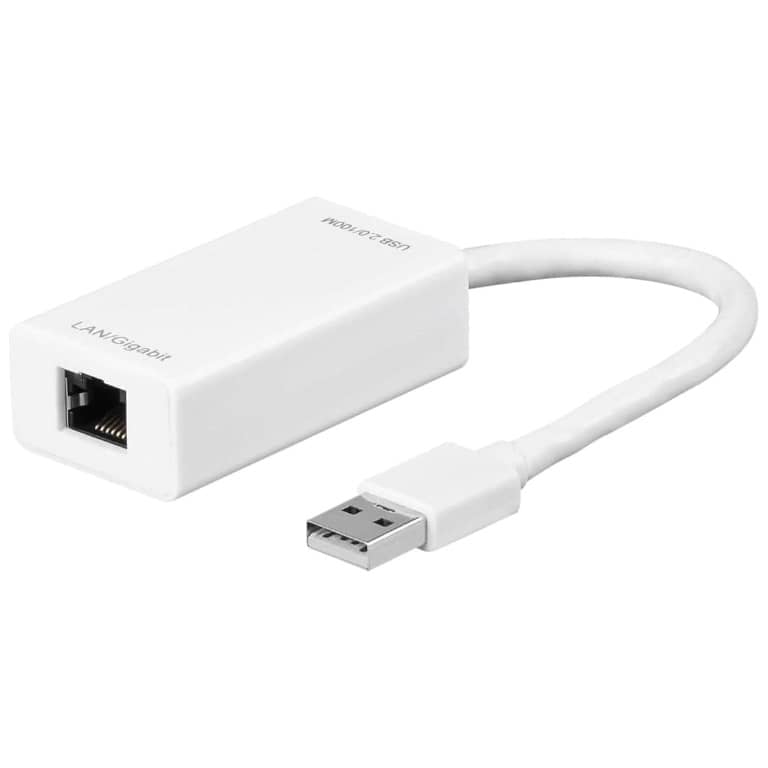 Cable Adaptateur MF USB 2.0 vers 1x RJ45,  0.1m Blanc (Goobay 95035)