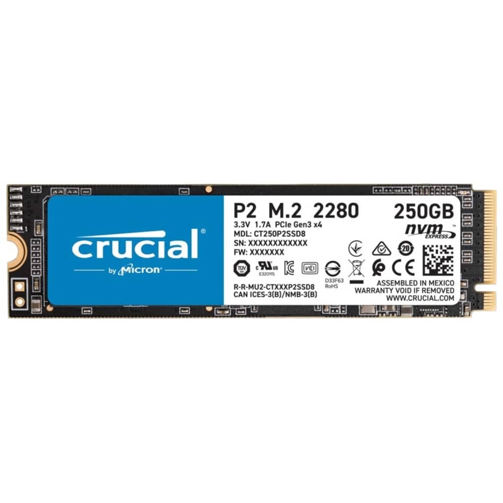 Disque SSD M.2 PCIe3 Crucial P2,  250Go (CT250P2SSD8)